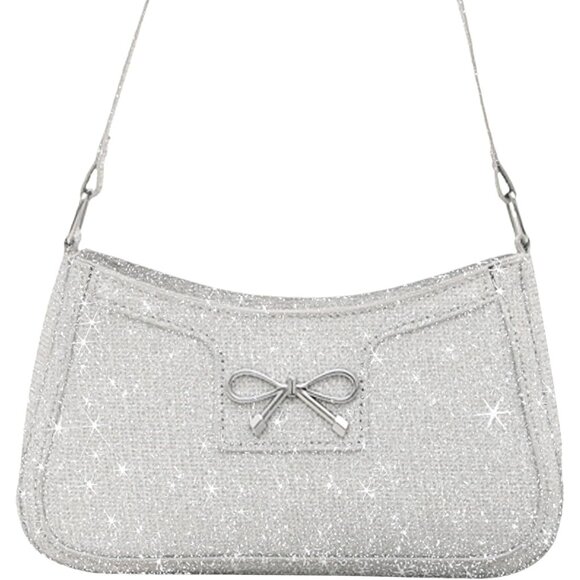 Women's White Bling Sequin Purse Evening Ladies Sparkling Party Clutch Handbag - Picture 7 of 8